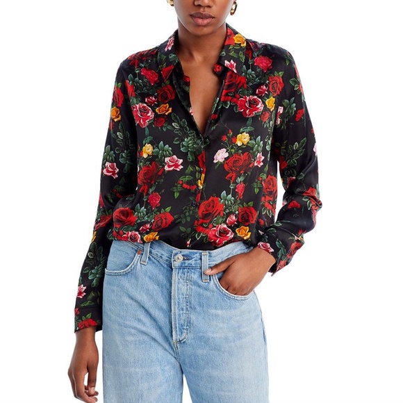COPY - L’AGENCE - TYLER L/S BLOUSE - BLACK MULTI VINTAGE ROSE